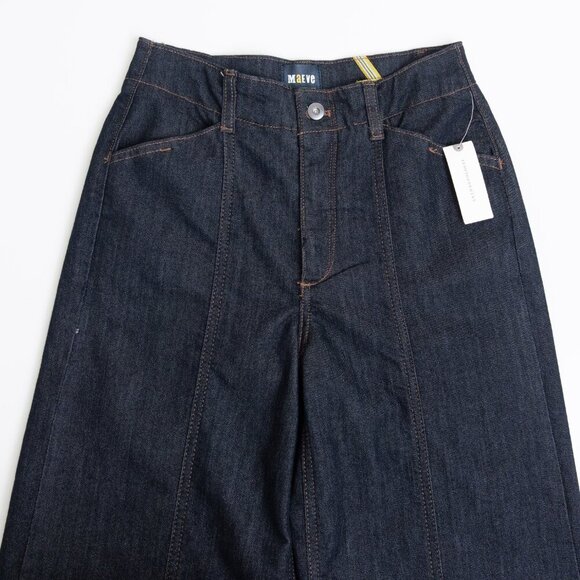 Anthropologie Maeve The Delaney Clean Seamed High Rise Wide Leg Jeans Dark Wash - Picture 5 of 14